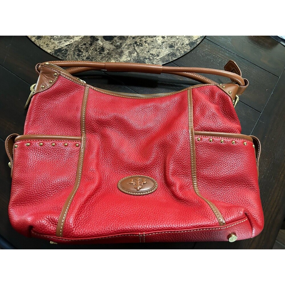 Vintage Red Pebble Leather Prix De Dressage Handbag Purse